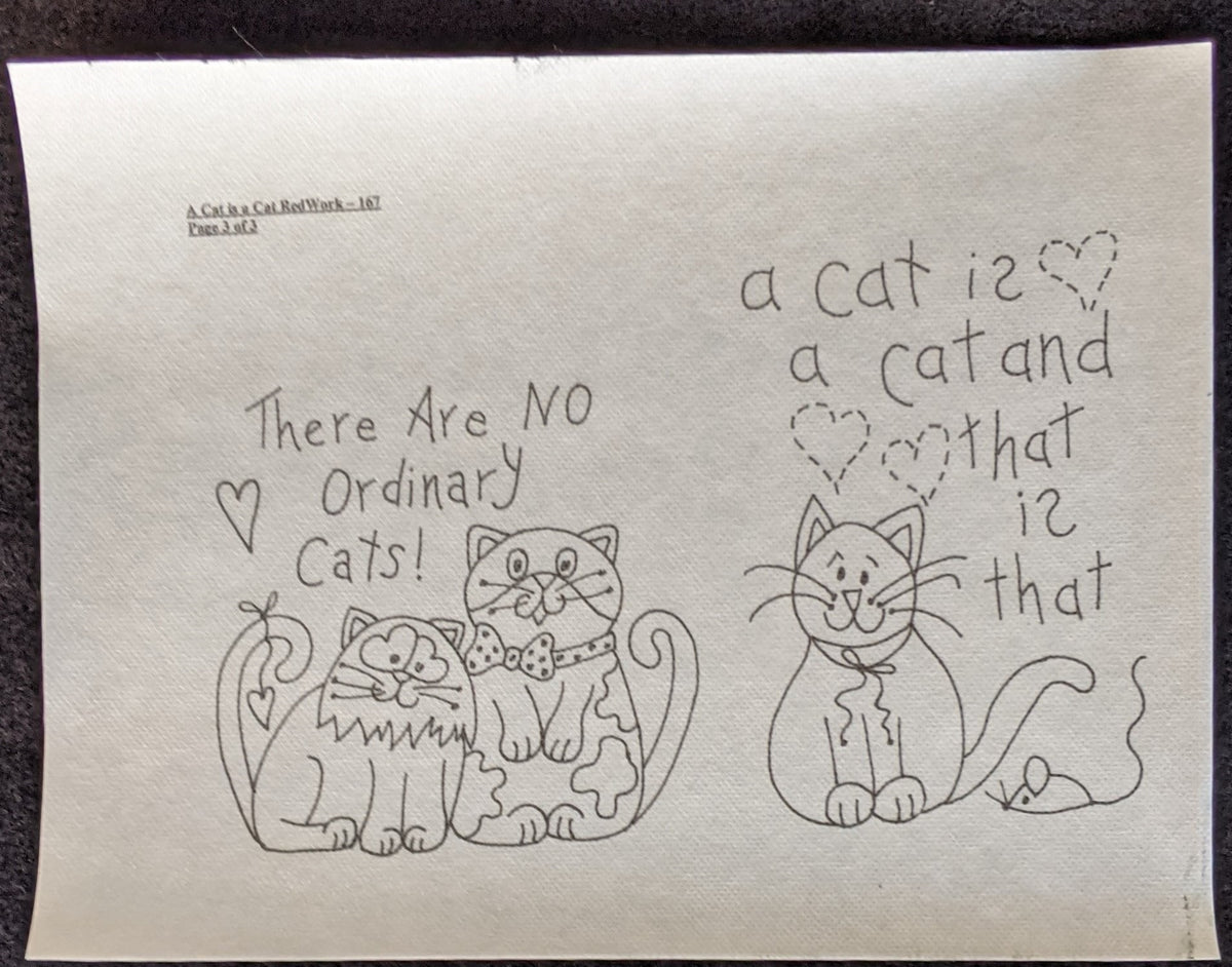 A Cat is a Cat - Hand Embroidery Pattern - Shipped