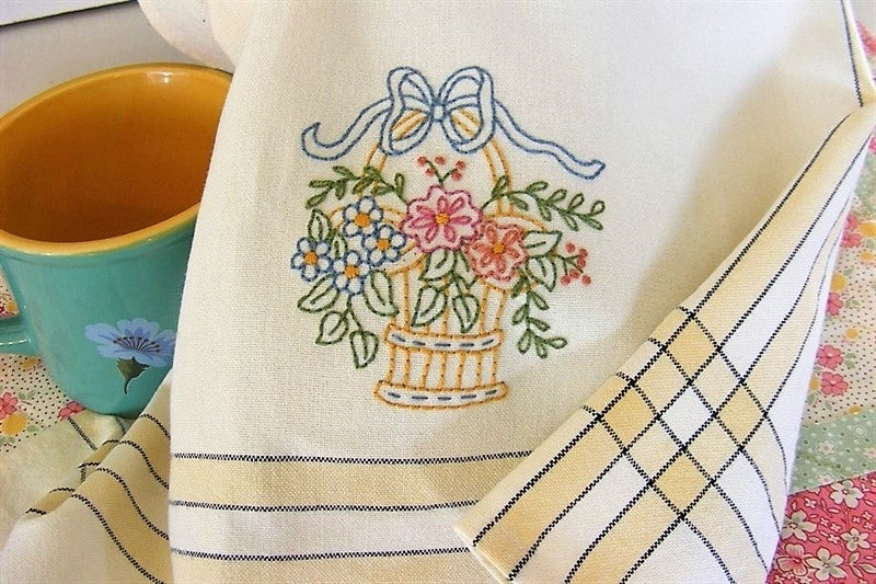 Mother's Day Tea Towel - Hand Embroidery Pattern - Download