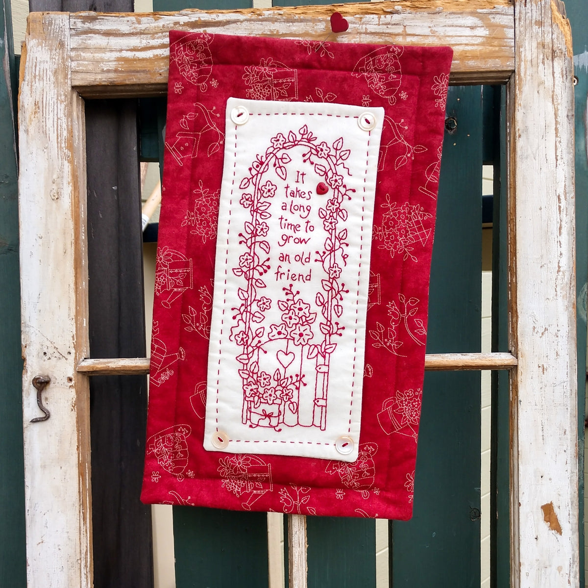 Friends and Family RedWork - Hand Embroidery Pattern - Shipped
