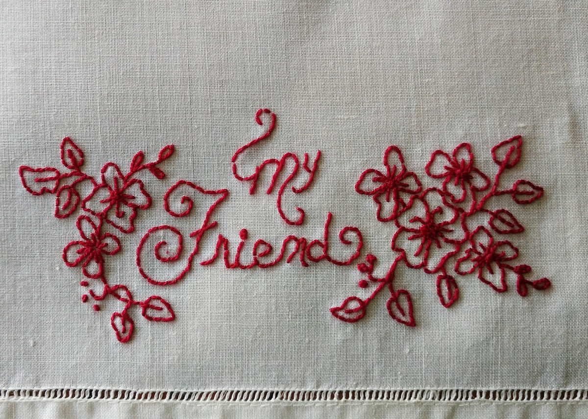 Friends and Family RedWork - Hand Embroidery Pattern - Shipped