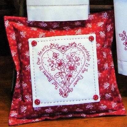 Friends and Family RedWork - Hand Embroidery Pattern - Shipped