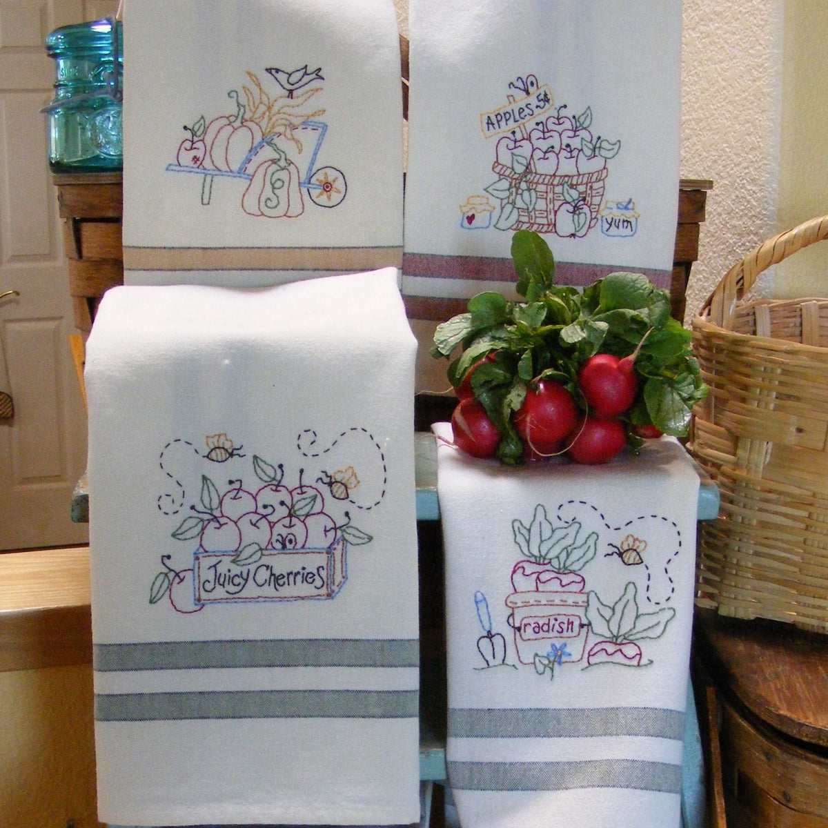 Fresh Picked Tea Towels - Hand Embroidery Pattern - Shipped