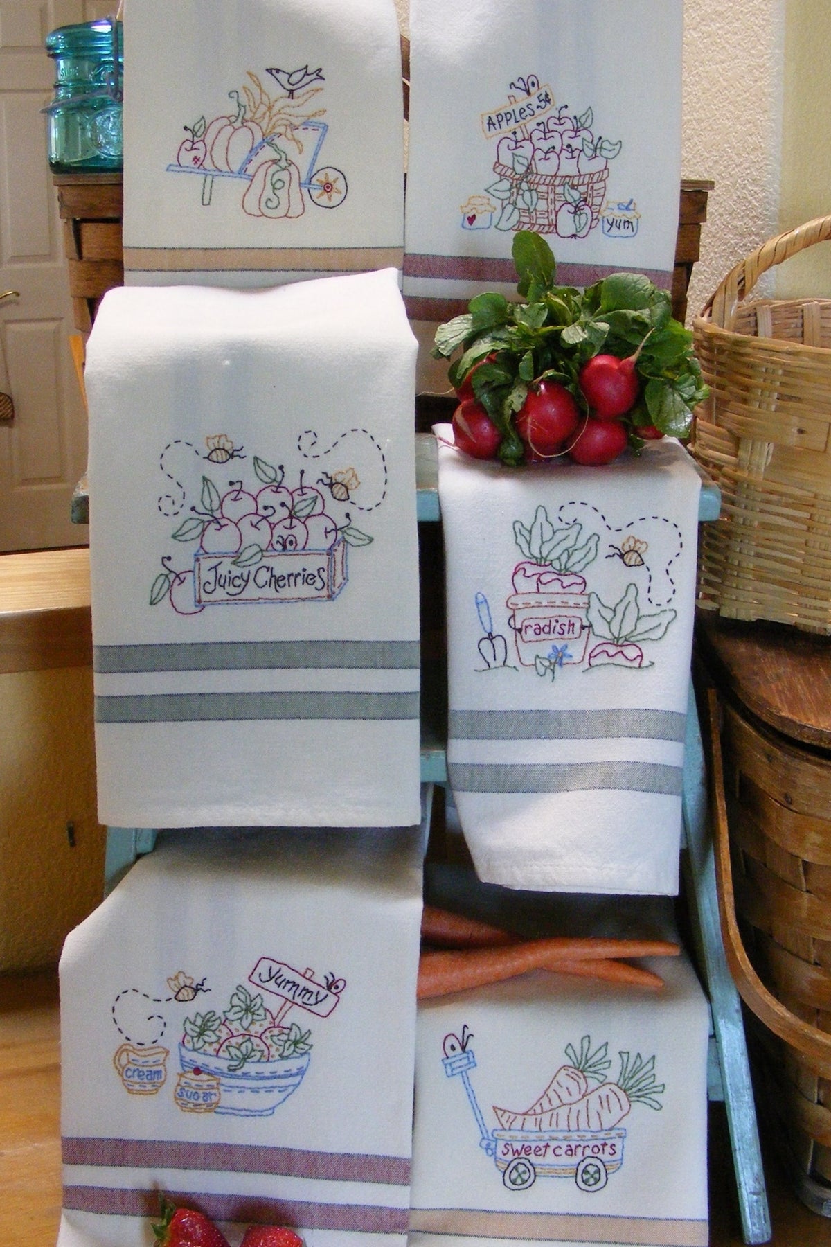 Fresh Picked Tea Towels - Hand Embroidery Pattern - Shipped