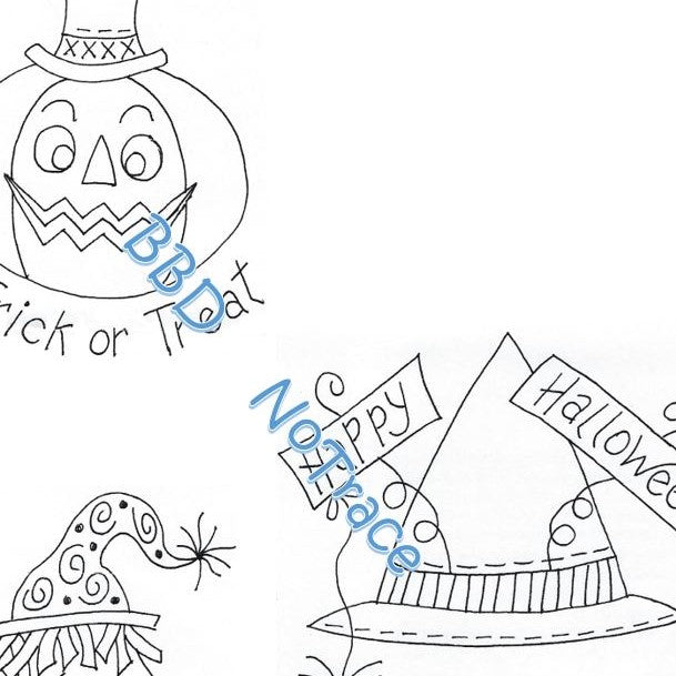 Happy Halloween Tea Towels - Hand Embroidery Pattern - Shipped