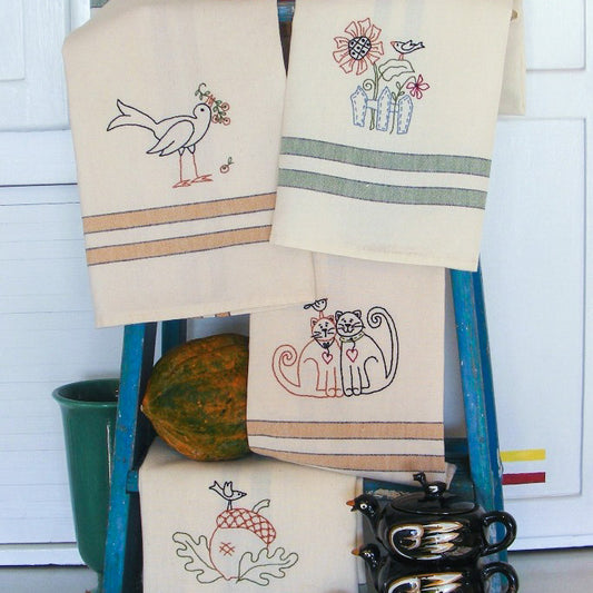 Harvest Tea Towels - Hand Embroidery Pattern - Shipped