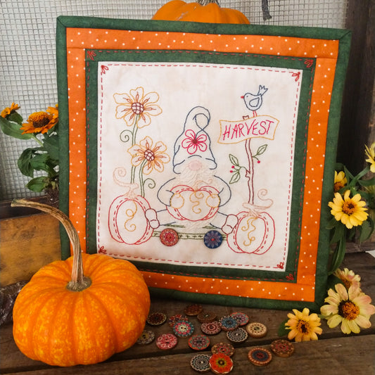 Harvest Gnome - Hand Embroidery Pattern - Shipped 