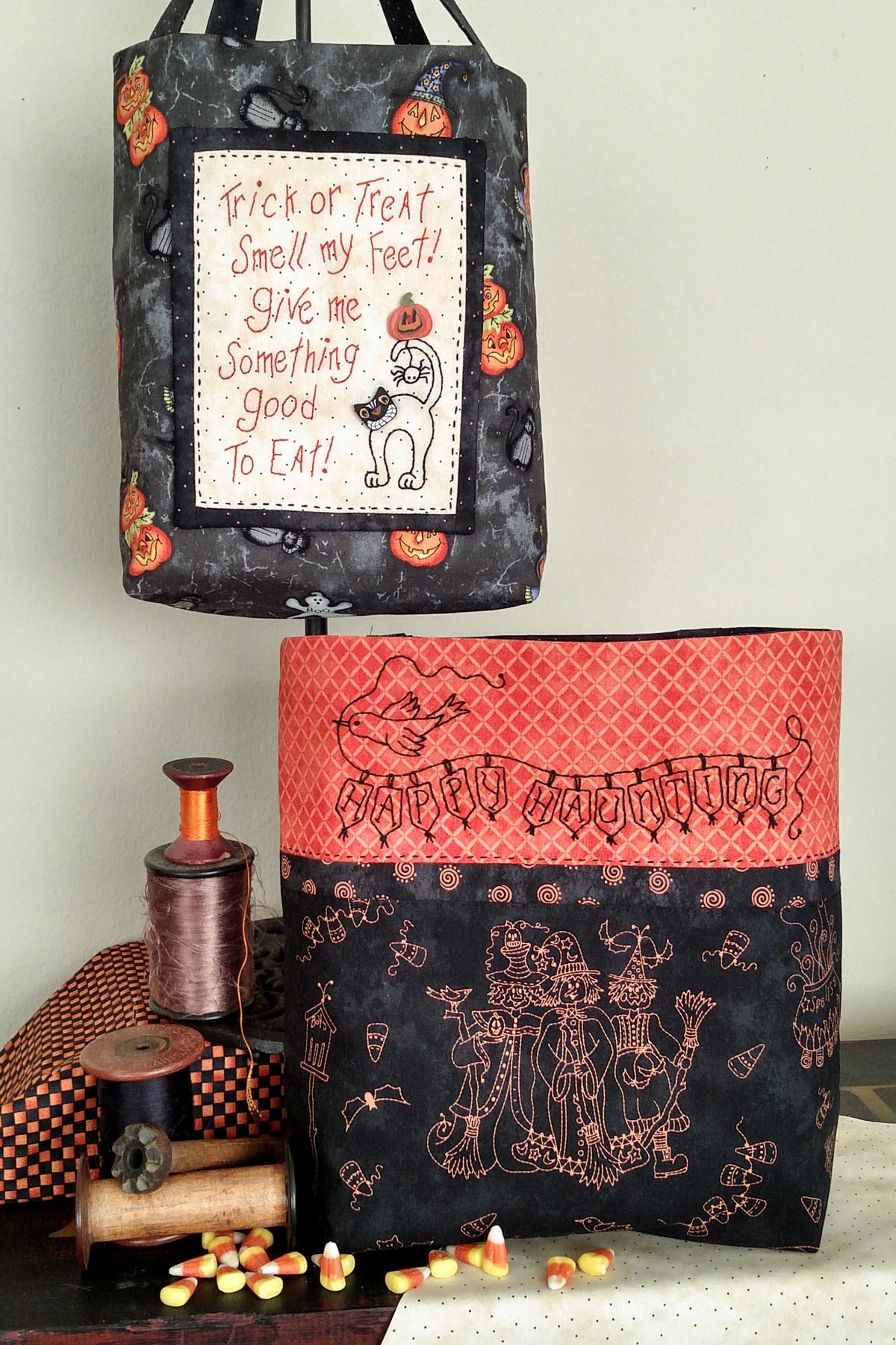 Halloweenie Totes - Hand Embroidery Pattern - Shipped