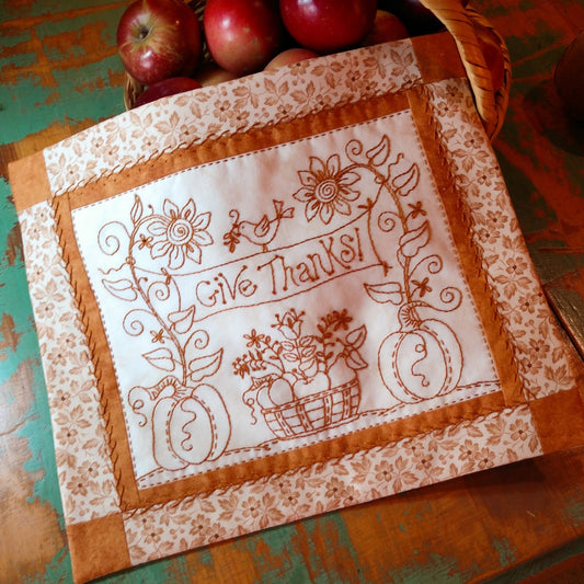 Give Thanks - Machine Embroidery Pattern - Download