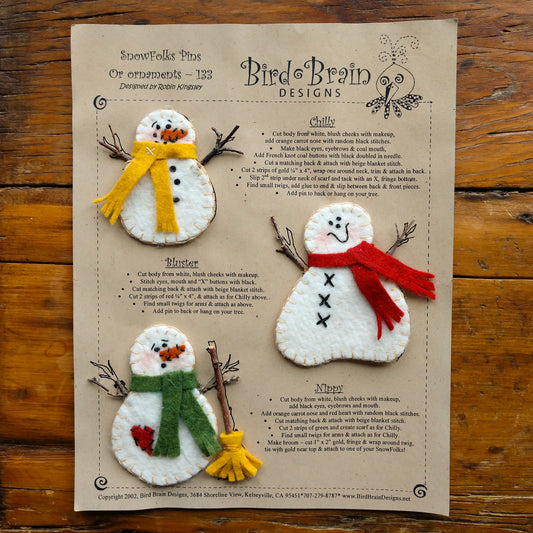 Snowfolks - Wool Applique Pattern - Shipped