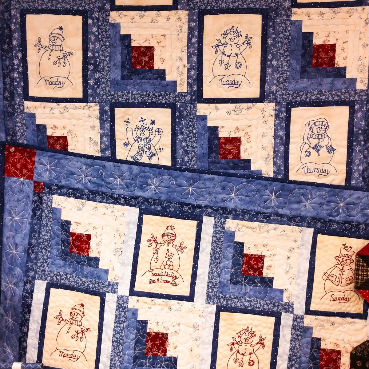 Days of the Week Snowmen - Hand Embroidery Pattern - Shipped