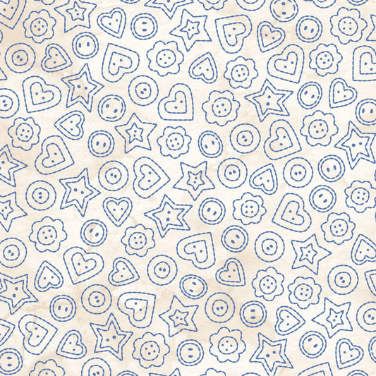 Summertime Collection- Buttons - Cream/Blue