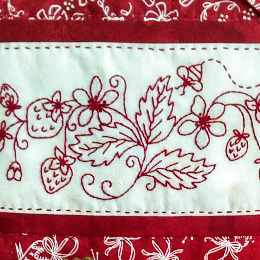 Strawberry Stitcher's Tote - Hand Embroidery Pattern - Shipped