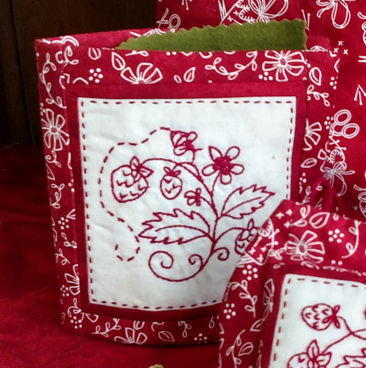 Strawberry Stitcher's Tote - Hand Embroidery Pattern - Shipped