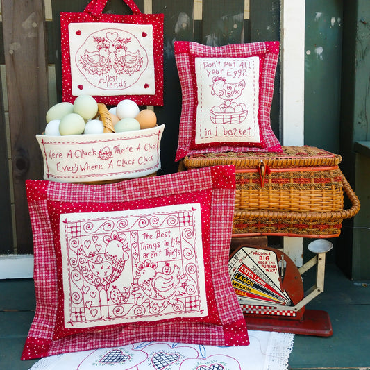 Nest Friends Redwork - Hand Embroidery Pattern - Download