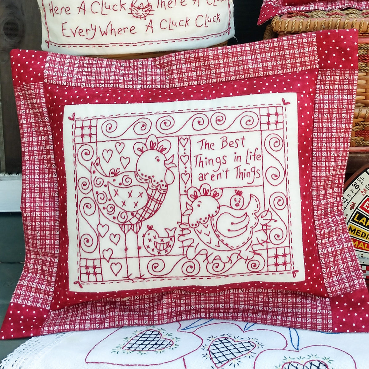 Nest Friends Redwork - Hand Embroidery Pattern - Download