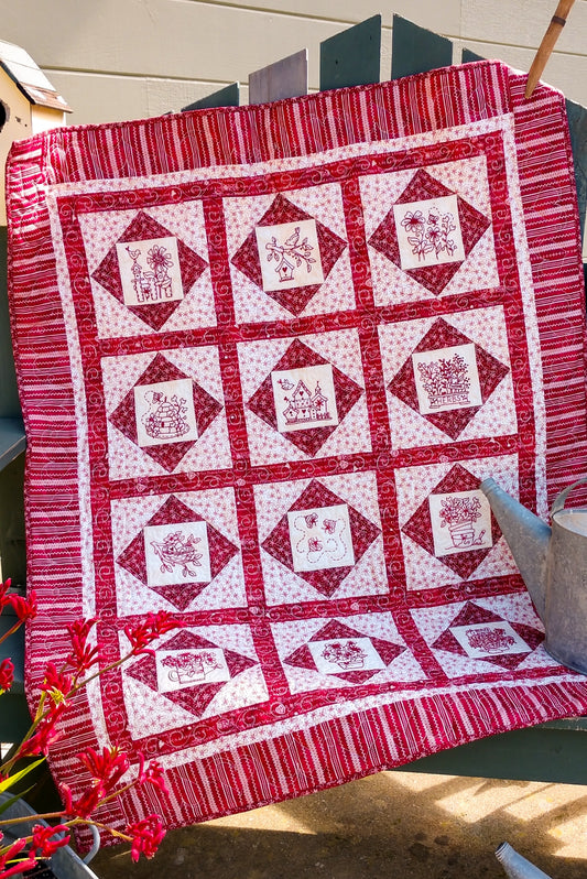 Country Garden Quilt - Hand Embroidery Pattern - Shipped