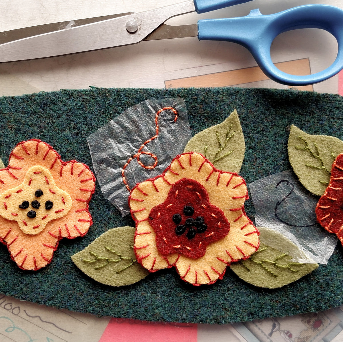 Woolen Love Table Topper - Wool Applique Pattern - Shipped