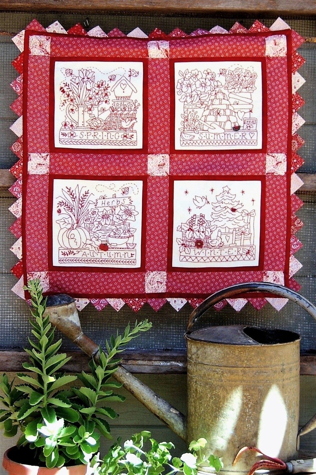 Four Seasons in the Garden - Hand Embroidery Pattern - Shipped