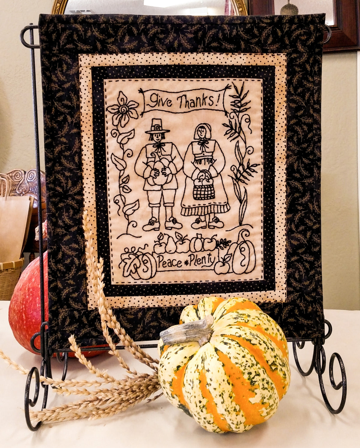 Give Thanks BlackWork - Hand Embroidery Pattern - Download