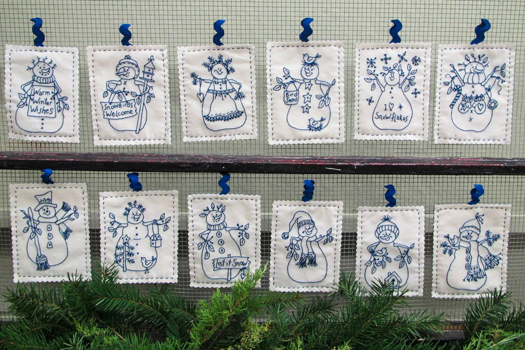 Snowmen by the Dozen - Hand Embroidery Pattern - Shipped