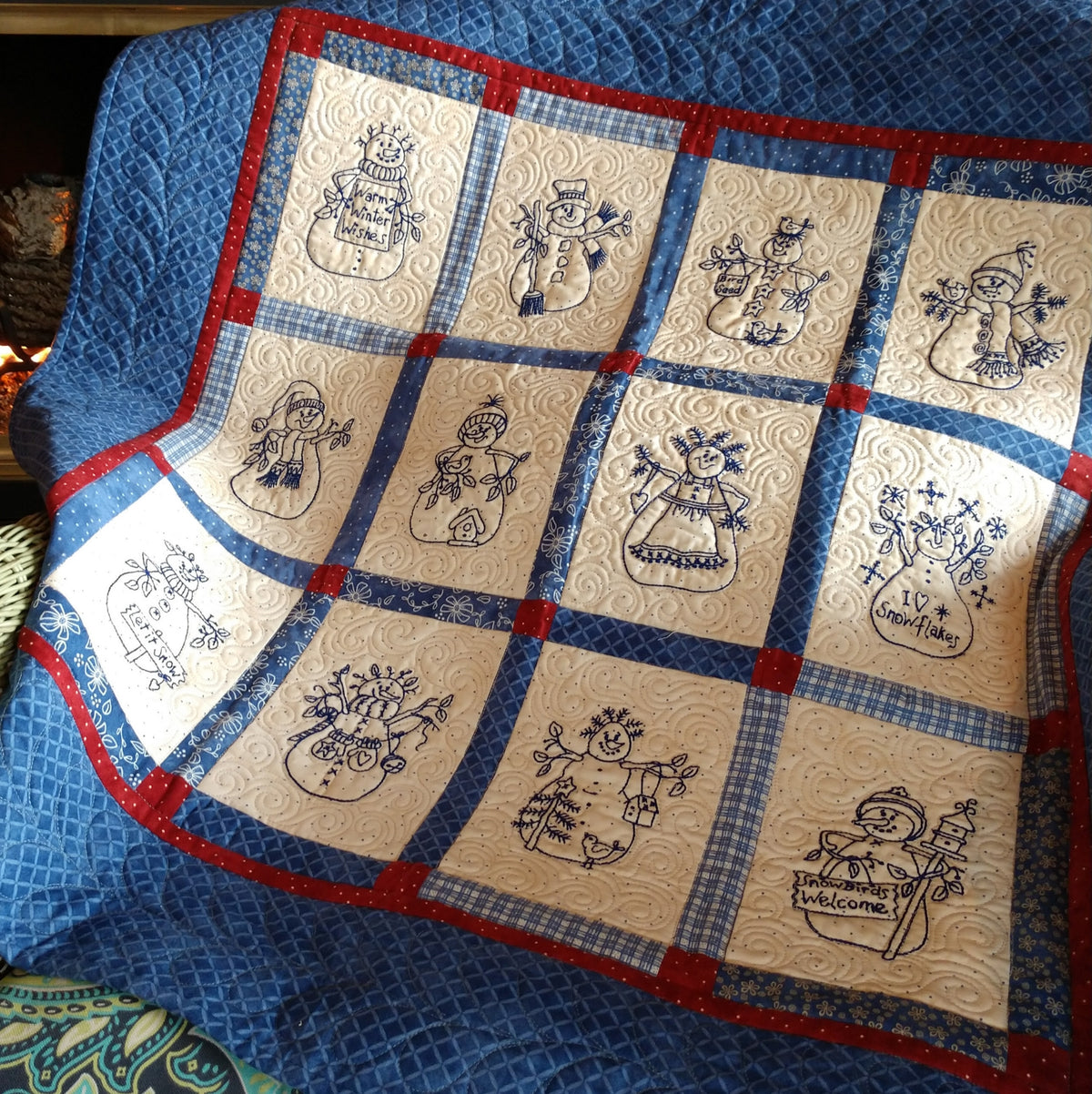 Snowmen by the Dozen - Hand Embroidery Pattern - Shipped