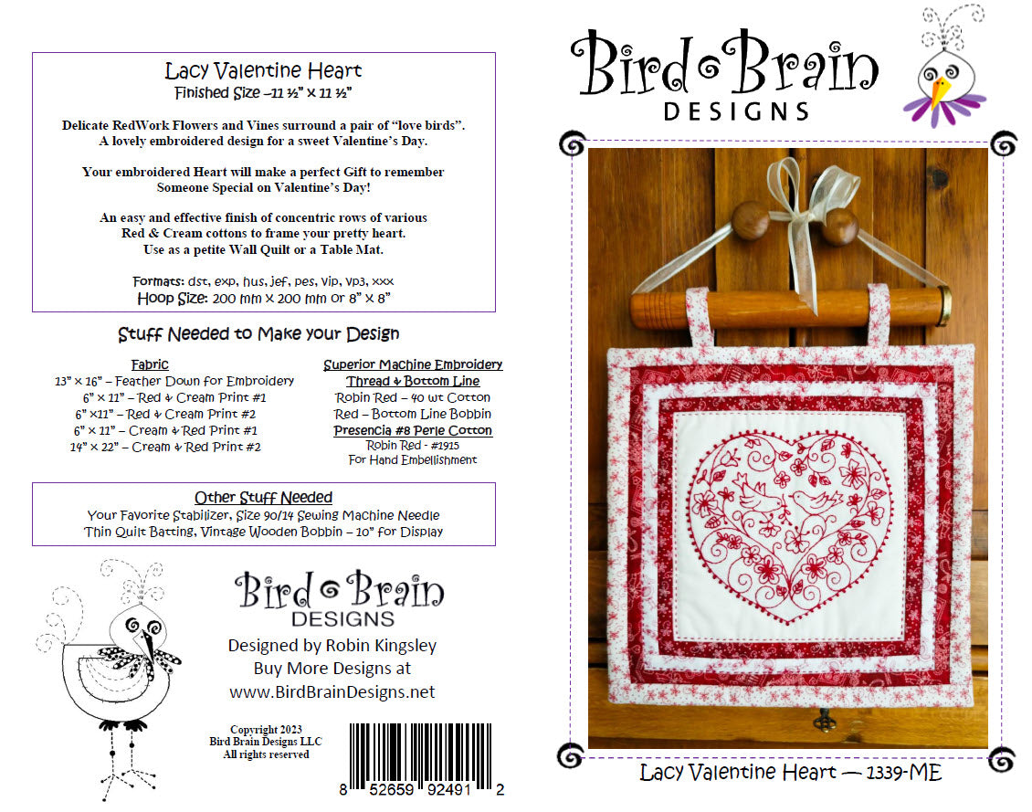 Lacy Valentine Heart - Machine Embroidery Pattern - Shipped