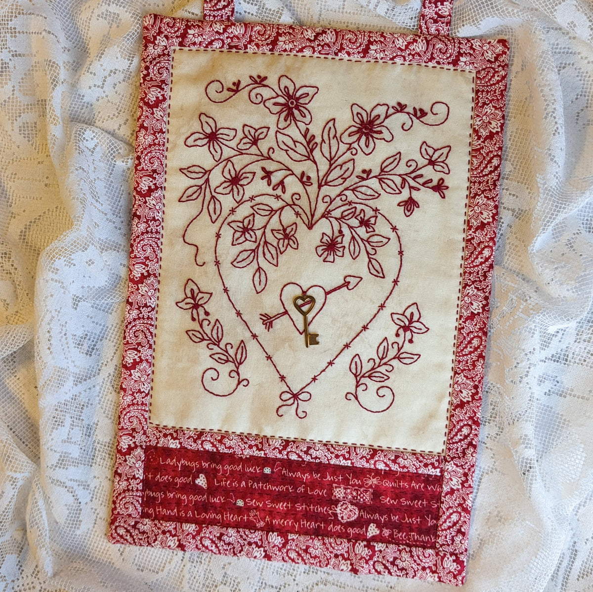 Heart & Flowers Valentine - Machine Embroidery Pattern - Shipped