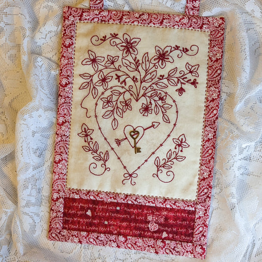 Heart & Flowers Valentine - Machine Embroidery Pattern - Shipped