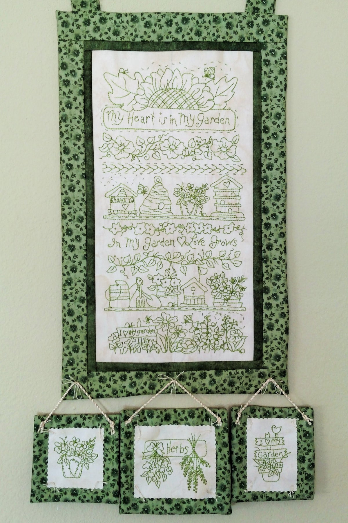 Garden Sampler GreenWork - Hand Embroidery Pattern - Shipped