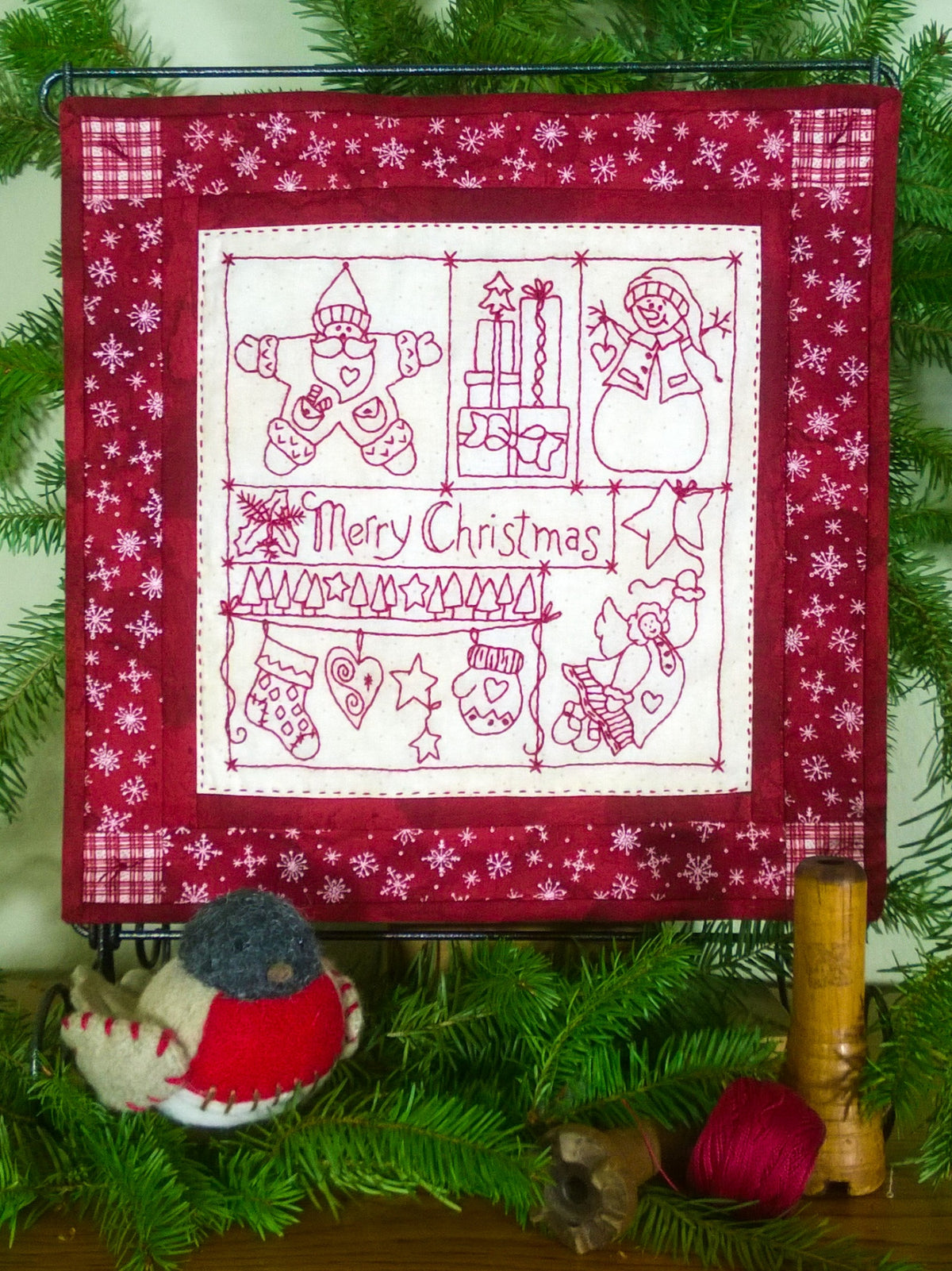 Merry Christmas Sampler - Hand Embroidery Pattern - Shipped