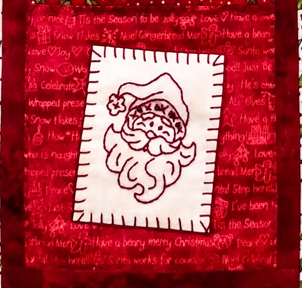 Santa Patchwork - Hand Embroidery Pattern - Shipped
