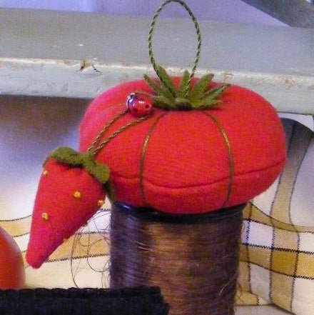 Grandma's Tomato Pin Cushion - Hand Embroidery Pattern - Shipped