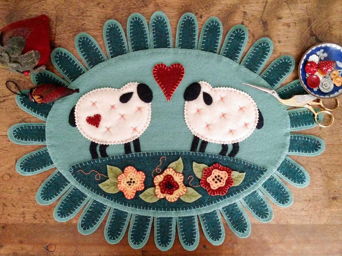 Woolen Love Table Topper - Wool Applique Pattern - Shipped