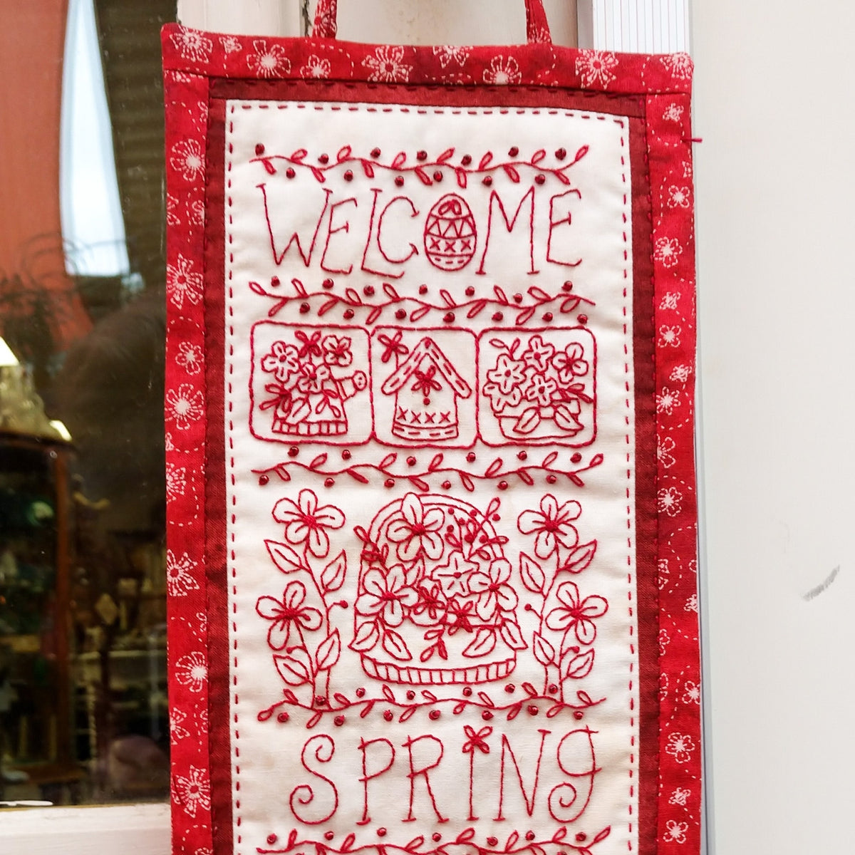 Welcome Spring Door Sign - Machine Embroidery Pattern - Shipped 