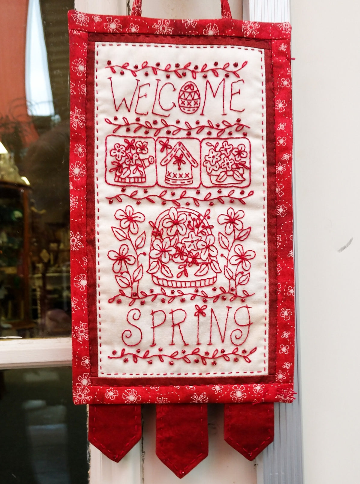 Welcome Spring Door Sign - Machine Embroidery Pattern - Shipped 