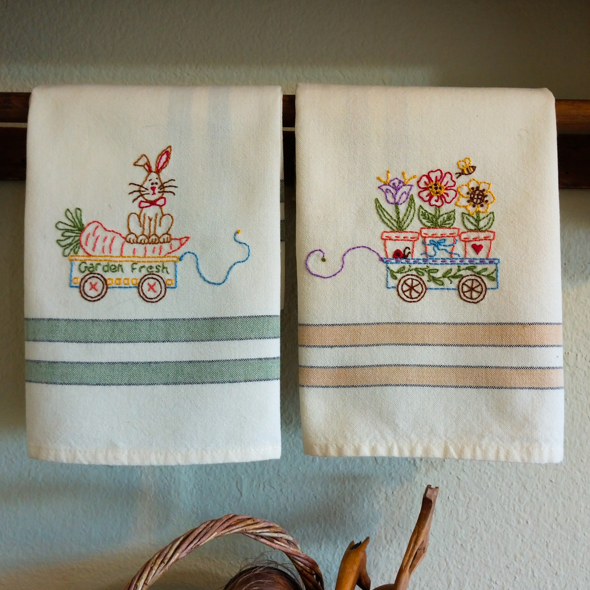 Easter Tea Towels - Hand Embroidery Pattern - Shipped