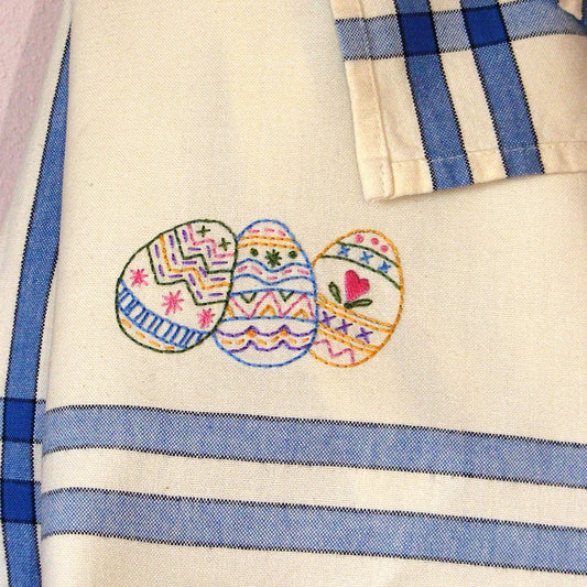 Easter Egg Trio Tea Towel - Hand Embroidery Pattern - Download