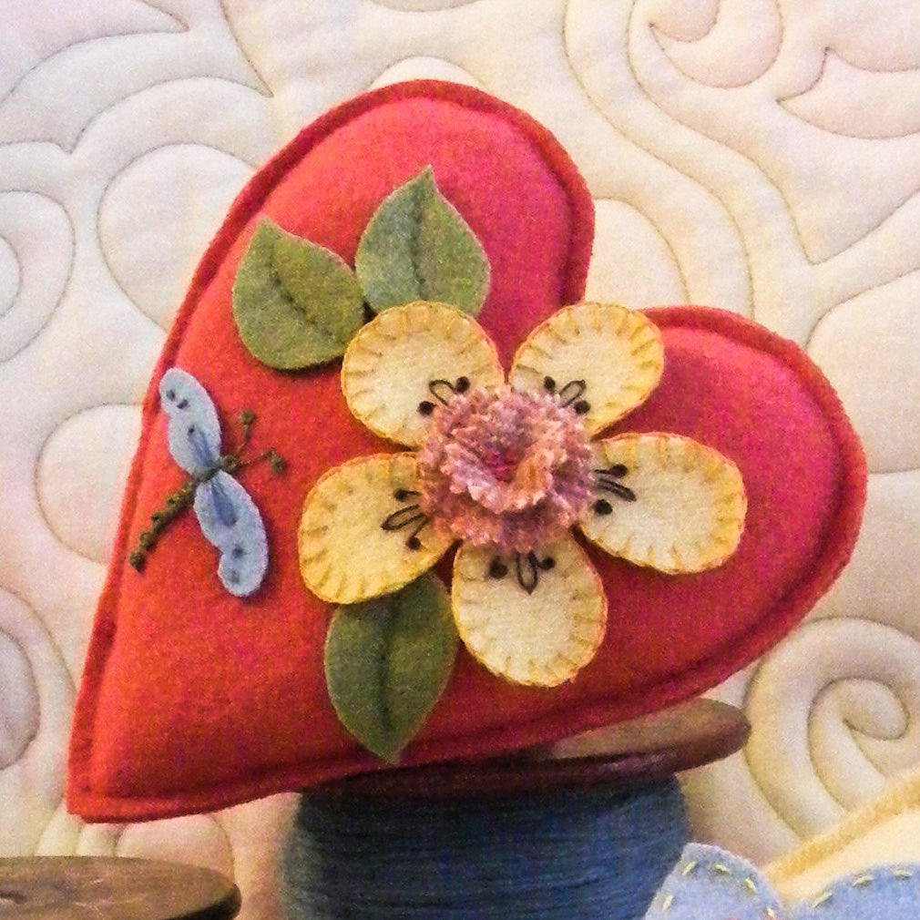 BIG Flower Pin Cushions - Wool Applique Pattern - Shipped