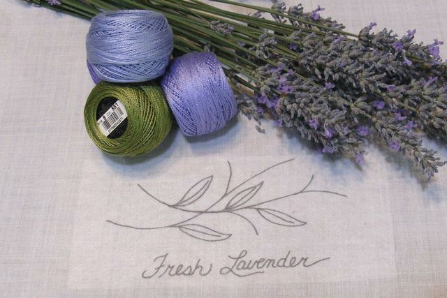 Fresh Lavender Tea Towel - Hand Embroidery Pattern - Download