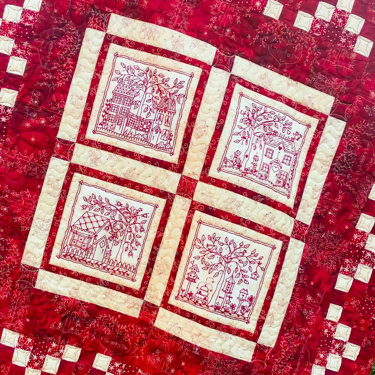 Houses in the Garden - Hand Embroidery Pattern - Shipped