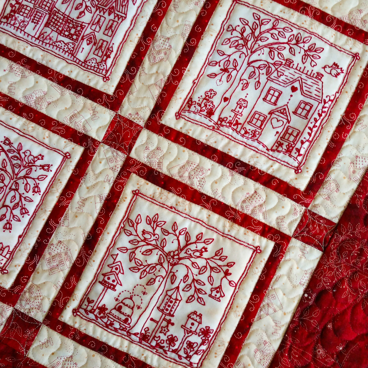 Houses in the Garden - Hand Embroidery Pattern - Shipped