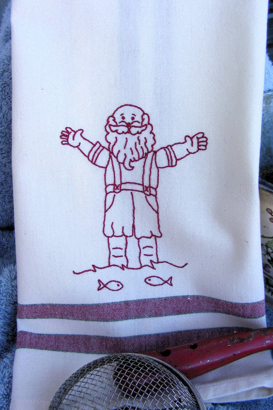 Summer Santa Tea Towel - Hand Embroidery Pattern - Download