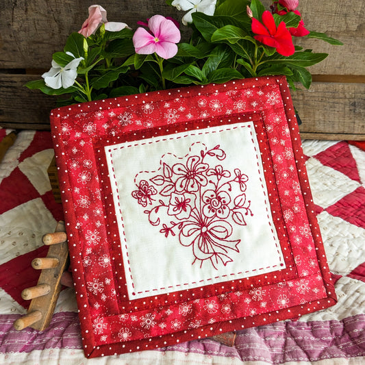 Redwork Nosegay - Machine Embroidery Pattern - Download