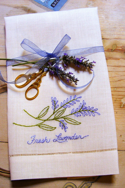 Fresh Lavender Tea Towel - Hand Embroidery Pattern - Download
