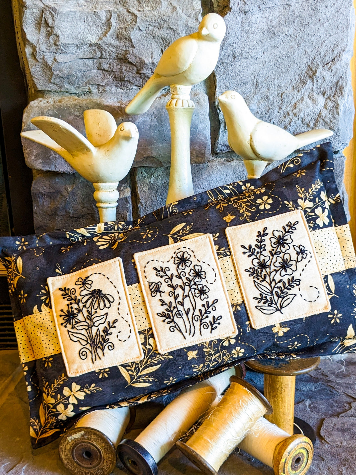 Wildflower Bouquet Pillow - Machine Embroidery Pattern - Shipped