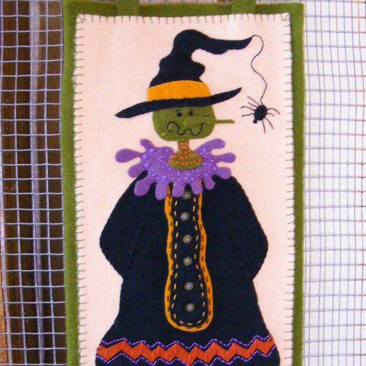 Bewitched Halloween Wall Hanging - Wool Applique Pattern - Shipped