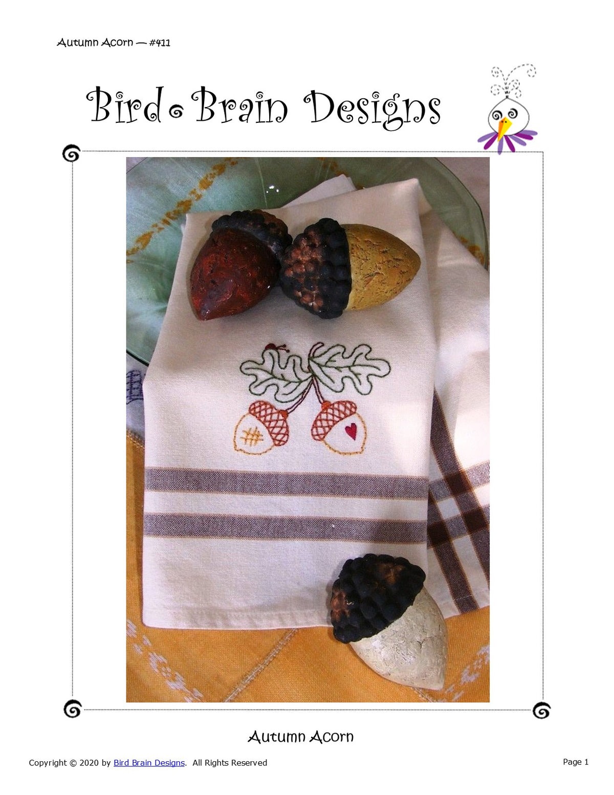 Autumn Acorn - Hand Embroidery Pattern - Download
