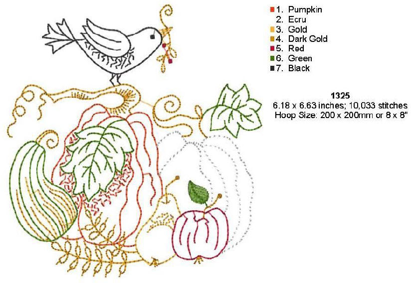 Autumn Harvest - Machine Embroidery Pattern - Download