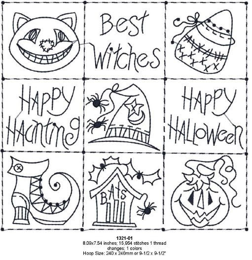 Halloween Sampler Pillow - Machine Embroidery Pattern - Download