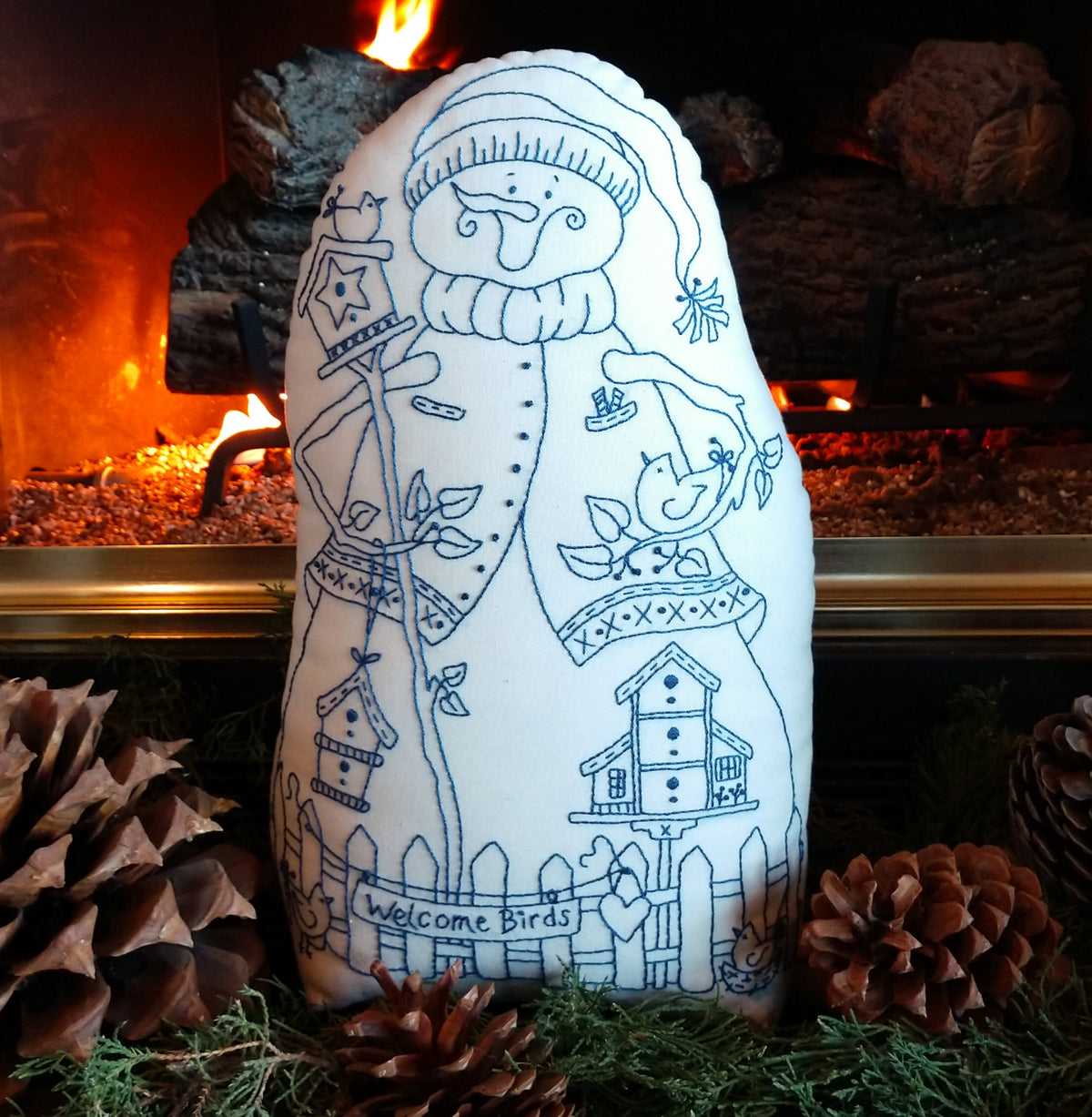 Mr. Snowman Doorstop - Hand Embroidery Pattern - Shipped